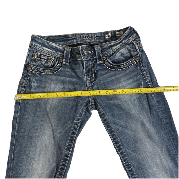 MISS ME Jeans Womans 26 Blue Low Rise Boot Cut Rhinestone Western Y2K - Picture 13 of 13